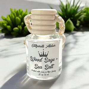 Wood Sage & Sea Salt Hanging Glass Car Oil Diffuser Freshener 8ml
